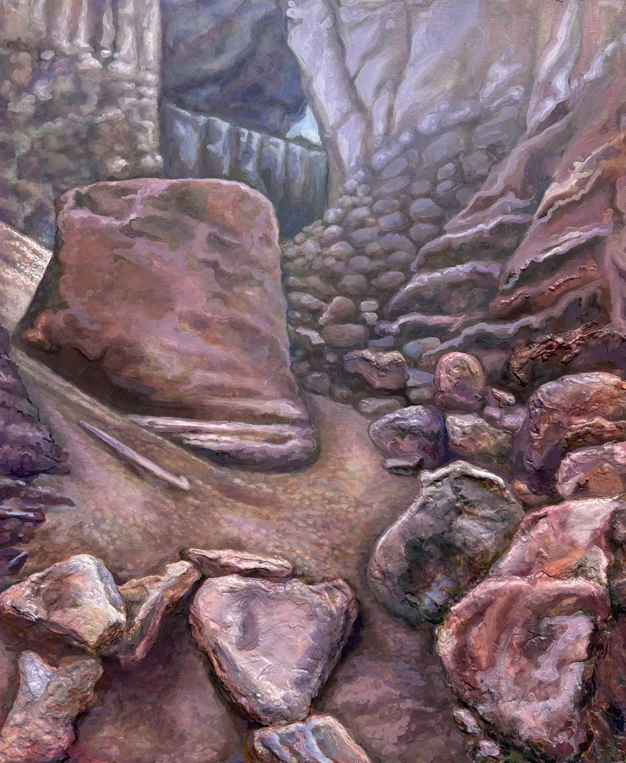 Climb, 2026
Acrylic and spackle on wood, 36"x30" (Canyon, TX–Palo Duro Canyon State Park)
$2500
