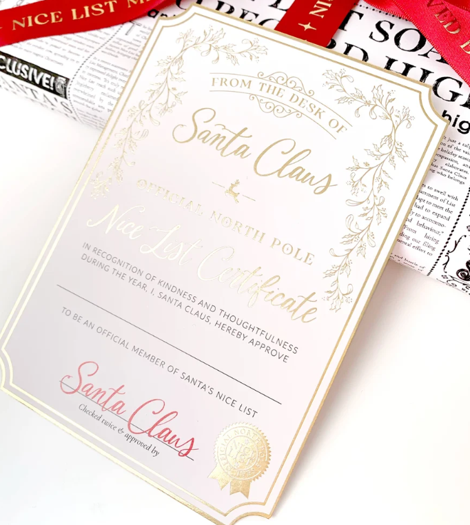 Santa's Nice List Certificate