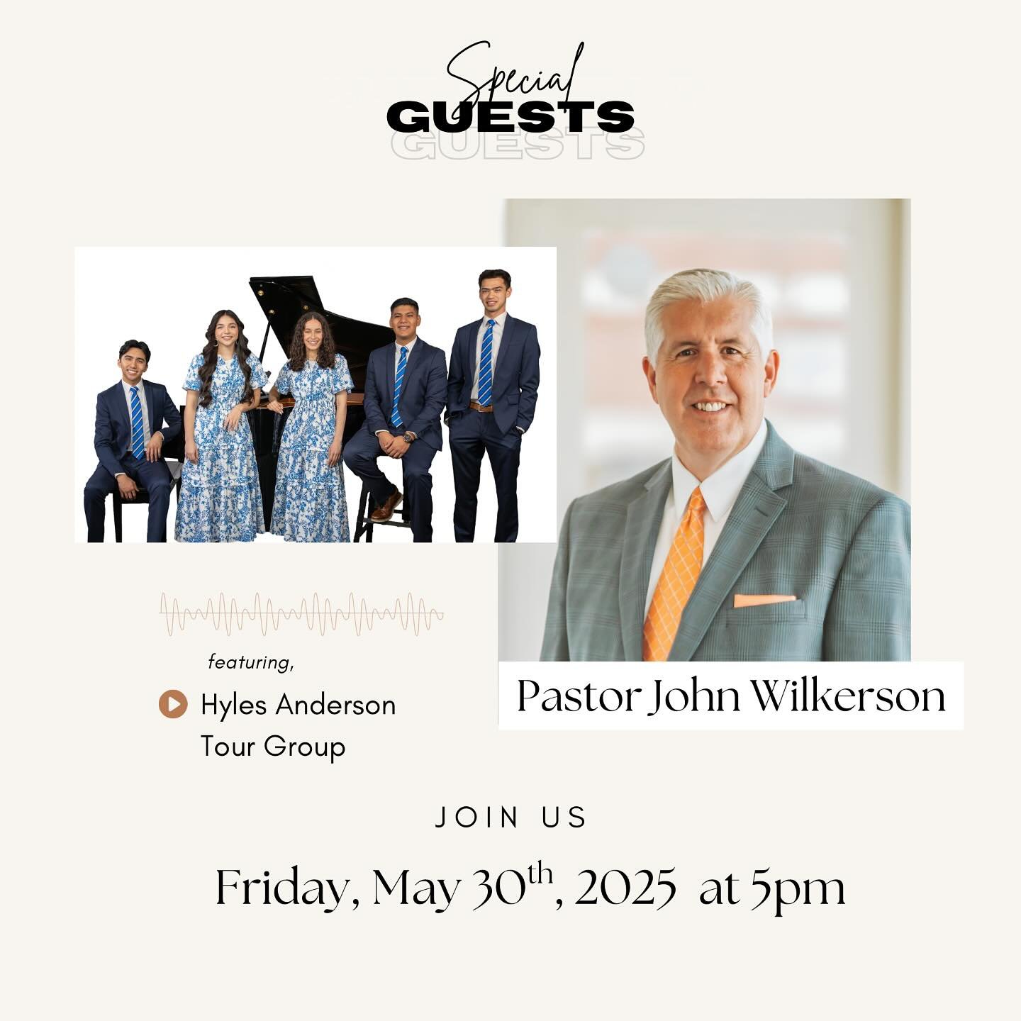 We have some special guests coming to visit us this month. Join us Friday, May 30th at 5pm to see our specials guests: The Hyles Anderson Tour Group and special message from Pastor John Wilkerson.
#firstbaptistchurchofcommerce #baptist #eastla #los