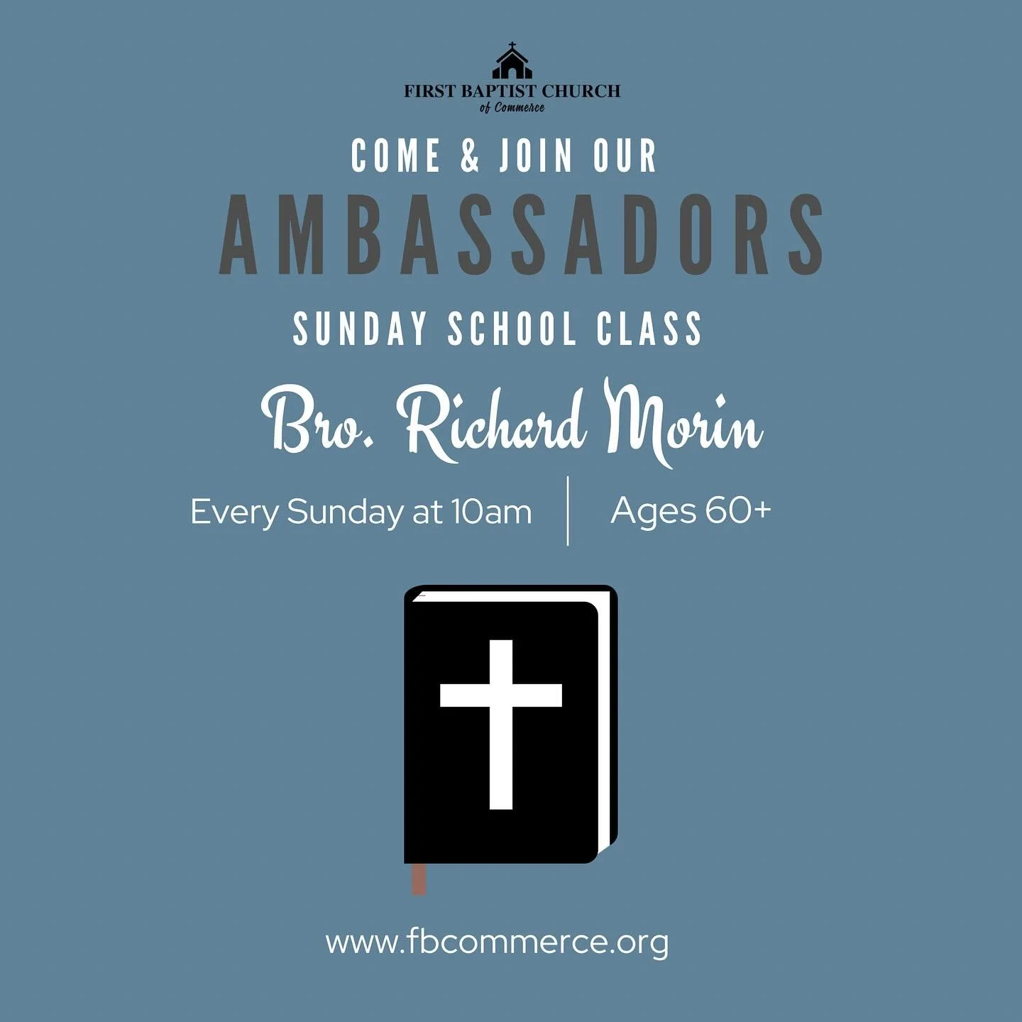 Join our newest Sunday School Class- AMBASSADORS 
We meet every Sunday morning at 10:00am-10:45am✨ 
Come be apart of our class and learn the word of God✝️