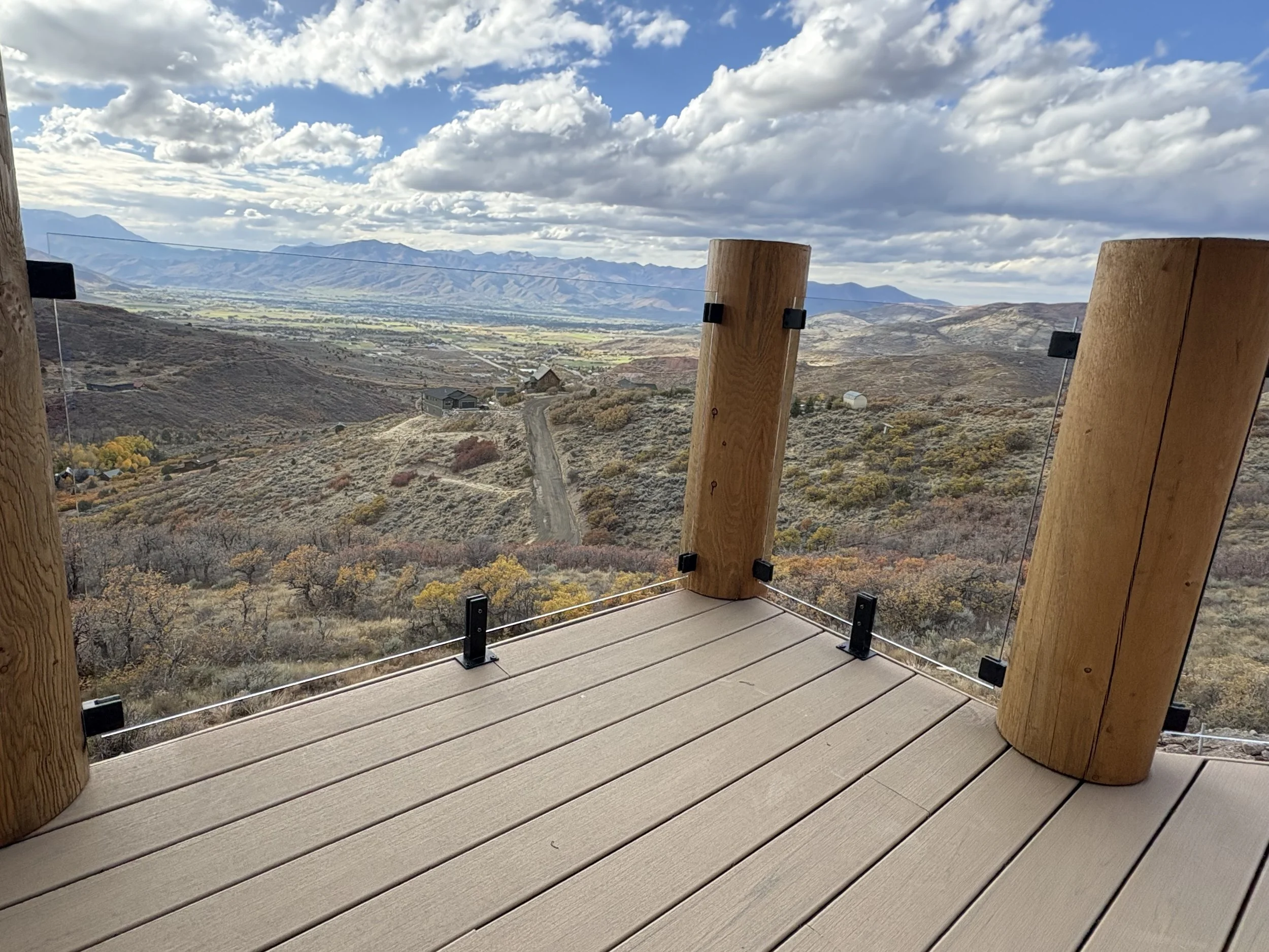 Glass Railing + Log Posts