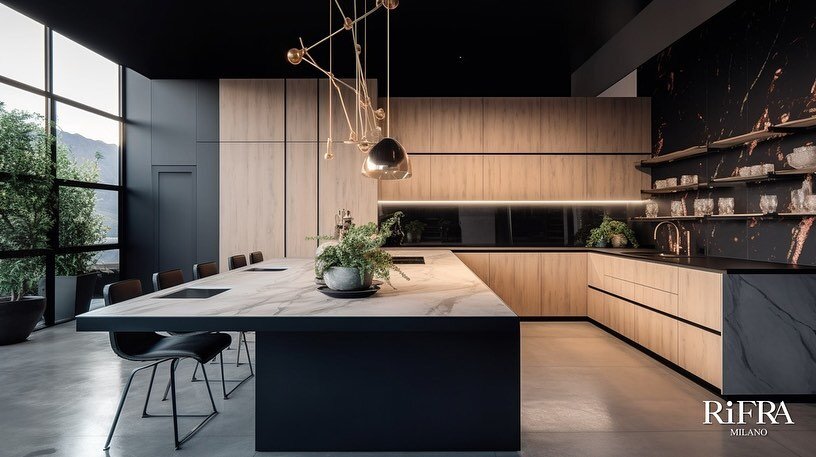 🌟 Introducing the exclusive Kube EVO kitchen by RiFRA, straight from Milan Design Week! Experience Italian design at its finest.⁣
⁣
🌳 This compositions boasts an exquisite antique knotted oak wood finish, plus an elegant lime finish. To complete th