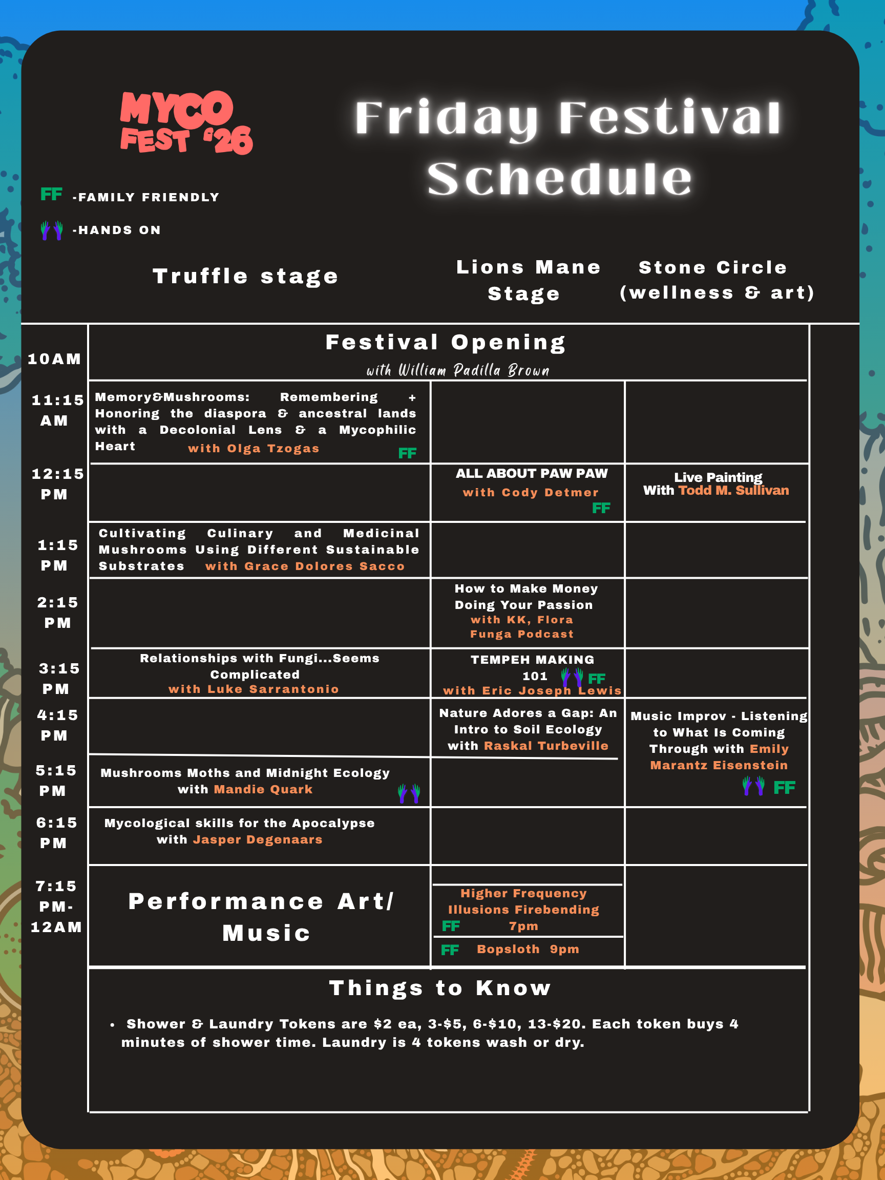 Friday MycoFest Schedule