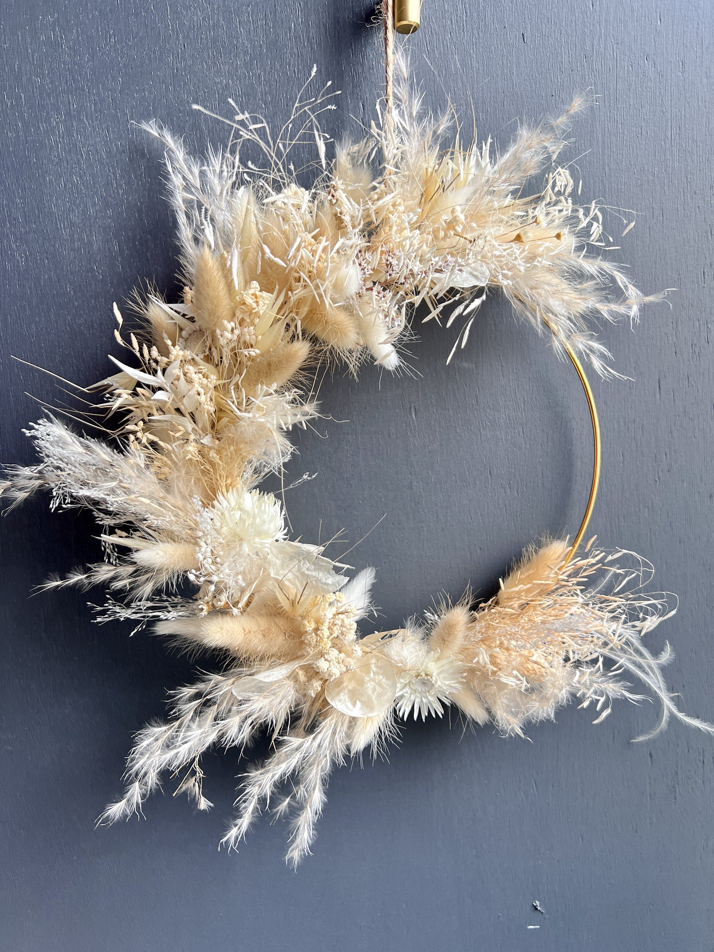 couronne fleurs séchées blanche