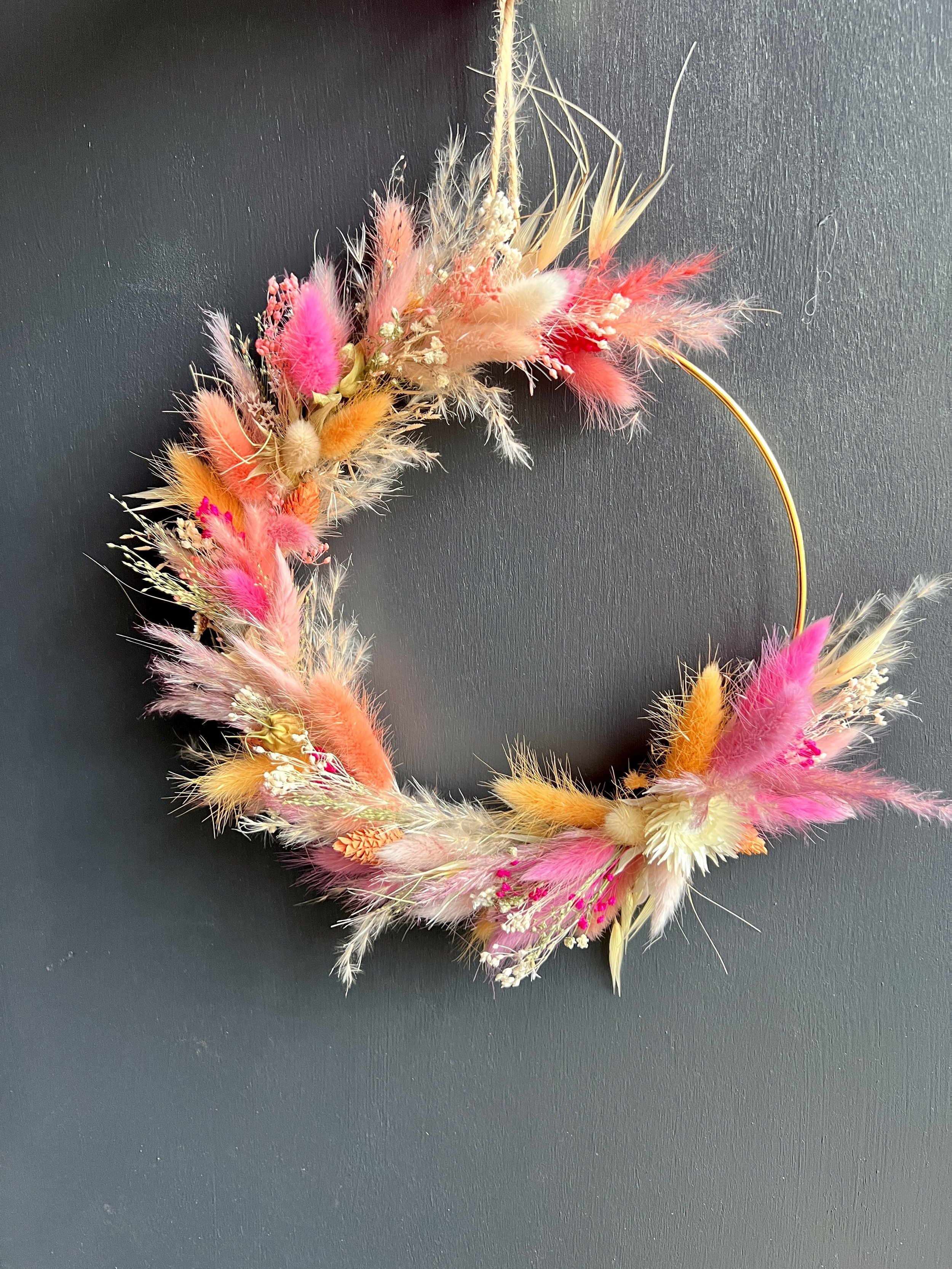 couronne murale fleurs séchées