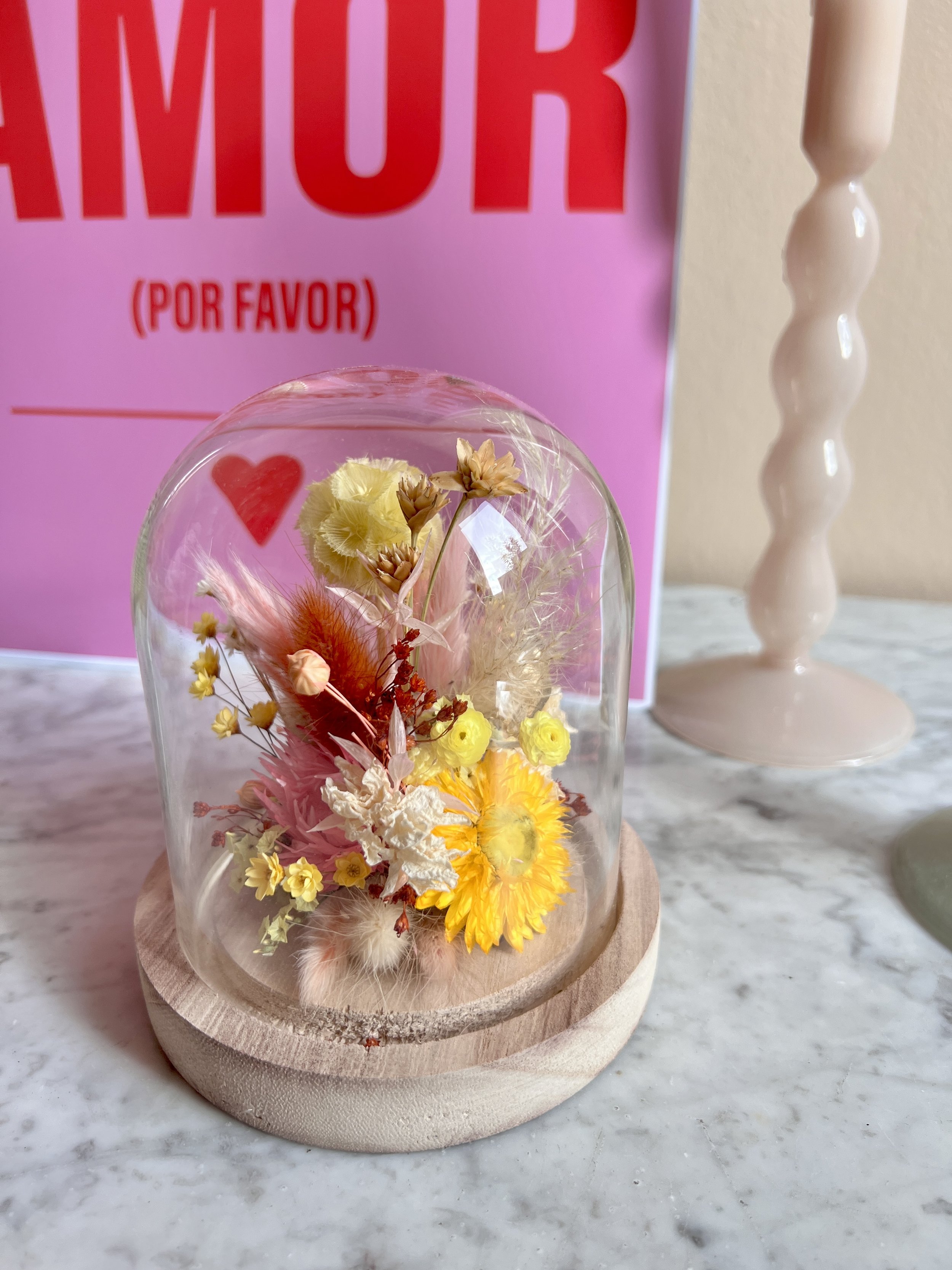 cloche fleurs séchées végétal