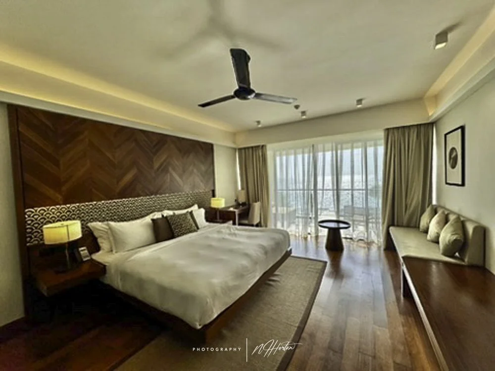 Luxury hotel room with plenty of space to work