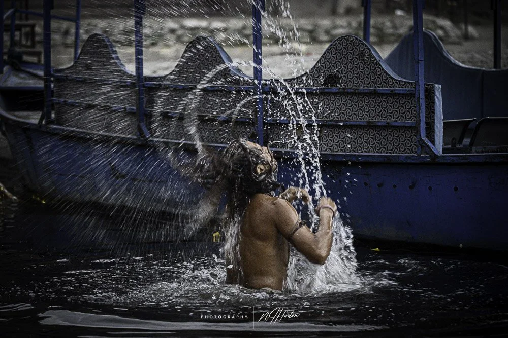 Early morning rituals Yamuna River India