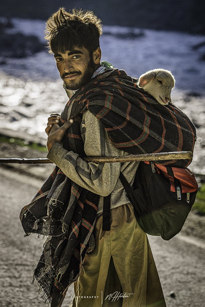 Portrait of goat herder Kashmir India