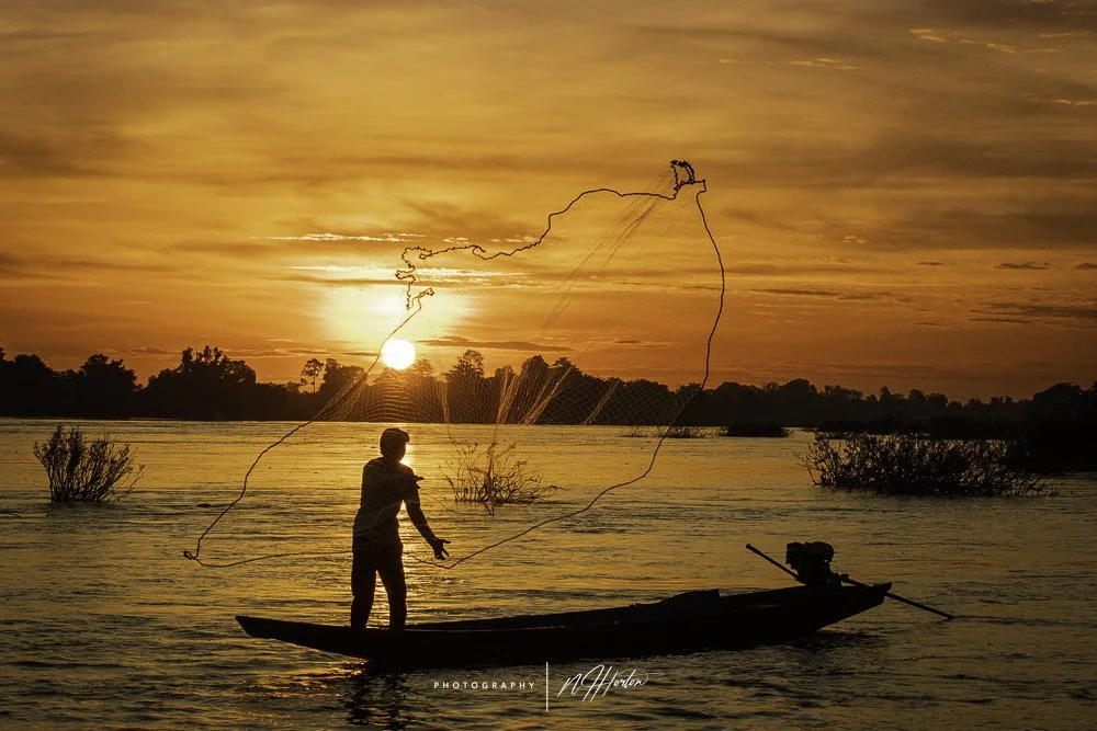 Sunrise on Mekong river Laos