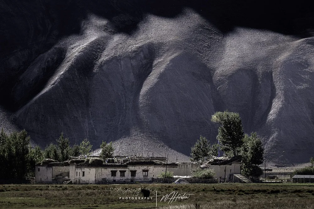 Village house against mountain, Zanskar, Ladakh