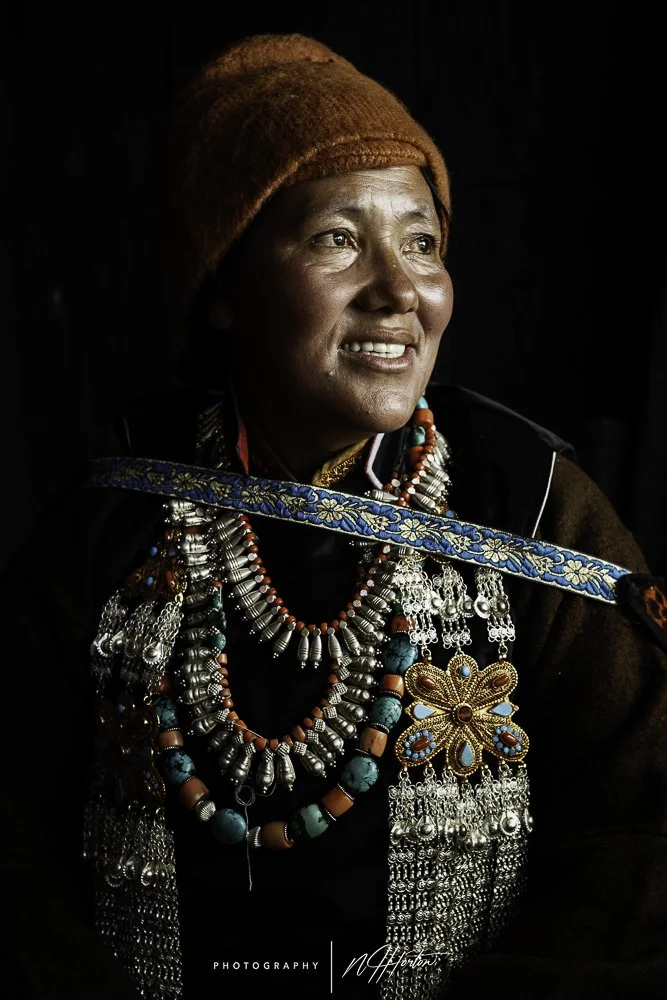 Portrait of lady in traditional dress Zanskar