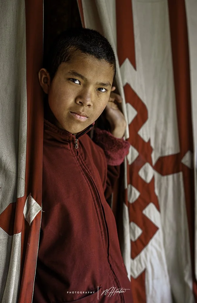 Portrai of young monk, Mustang, Nepal