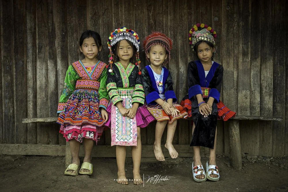 Hmong Village kids Luang Prabang Laos.