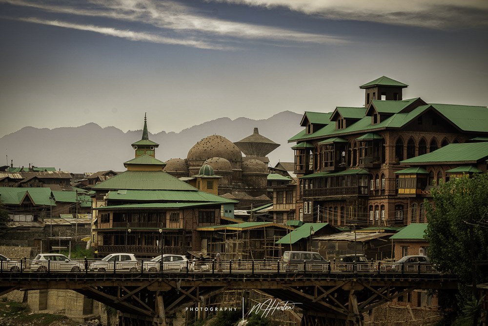 Roof tops of old town Srinagar, Kashmir, India.