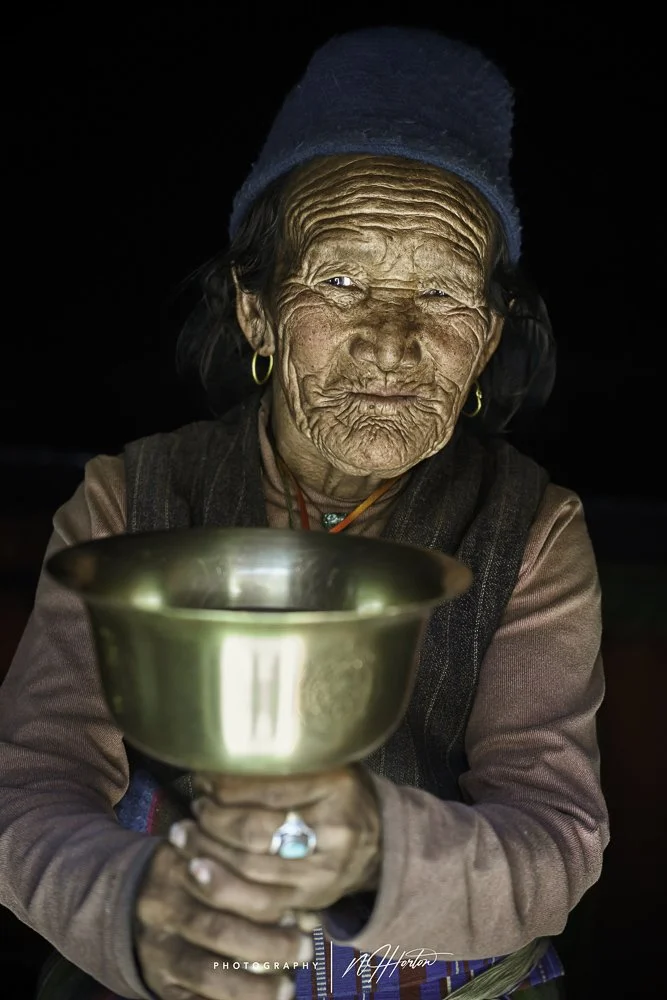 Portrait of old lady in Mustang, Nepal