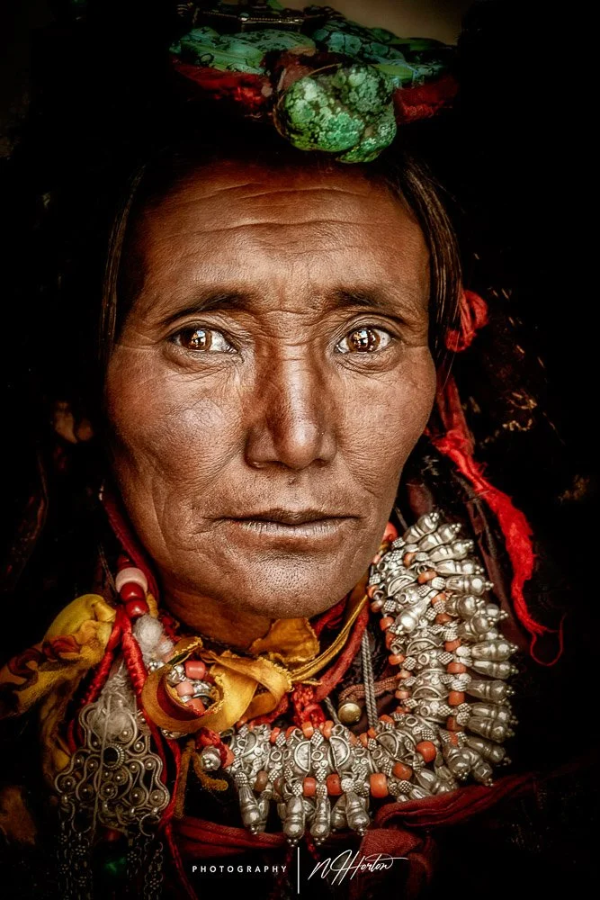 Portrait of lady in classic dress in Ladakh