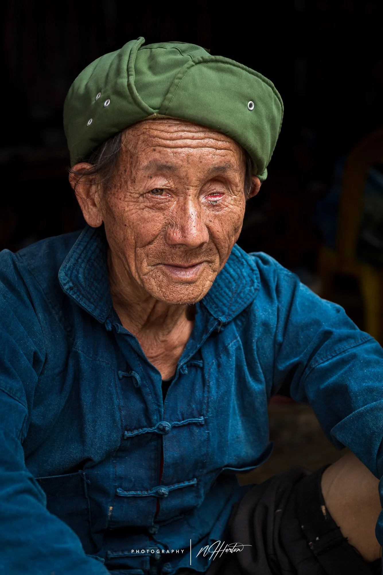 Old man with green hat North Vietnam