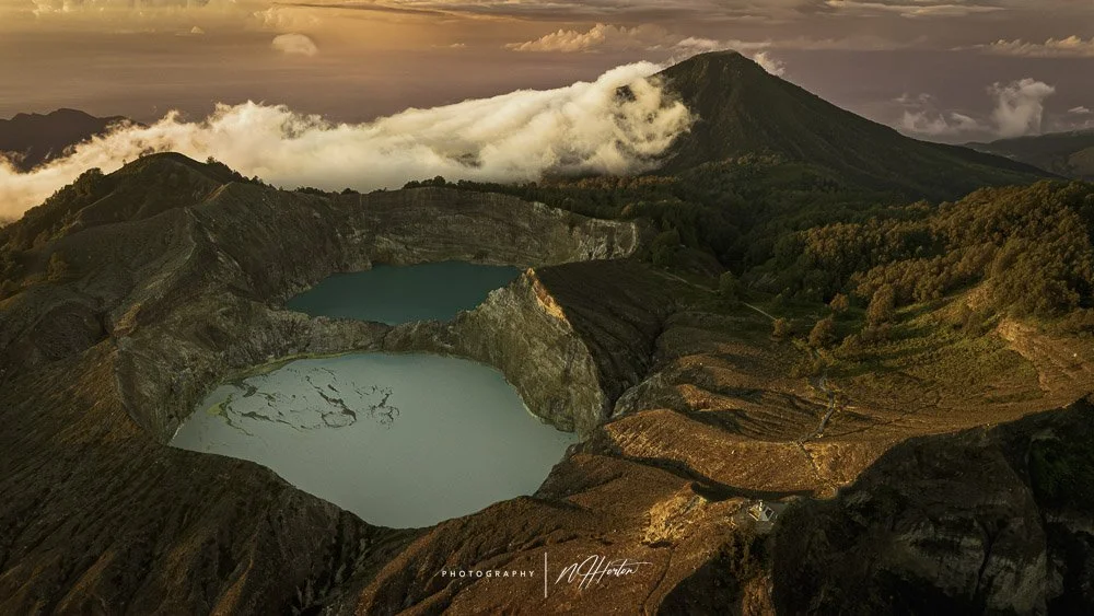 Kelimutu crater in dawn light at sunrise, Flores