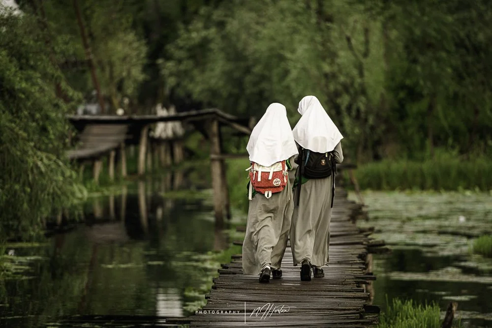 School girls Dal Lake, Kashmir