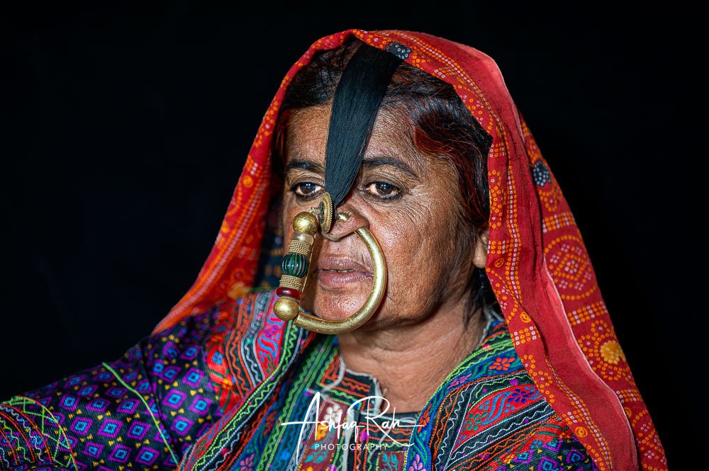 Huge nose ring lady in Rann of Kutch, Gujarat, India