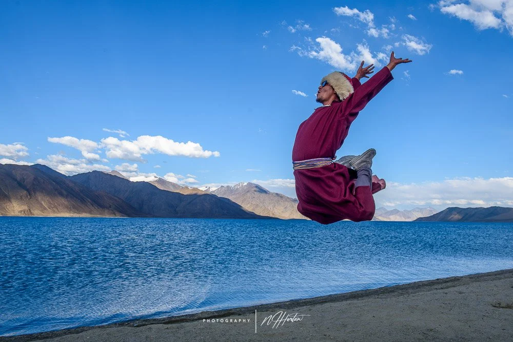 Sunset scene Pangong Lake India.