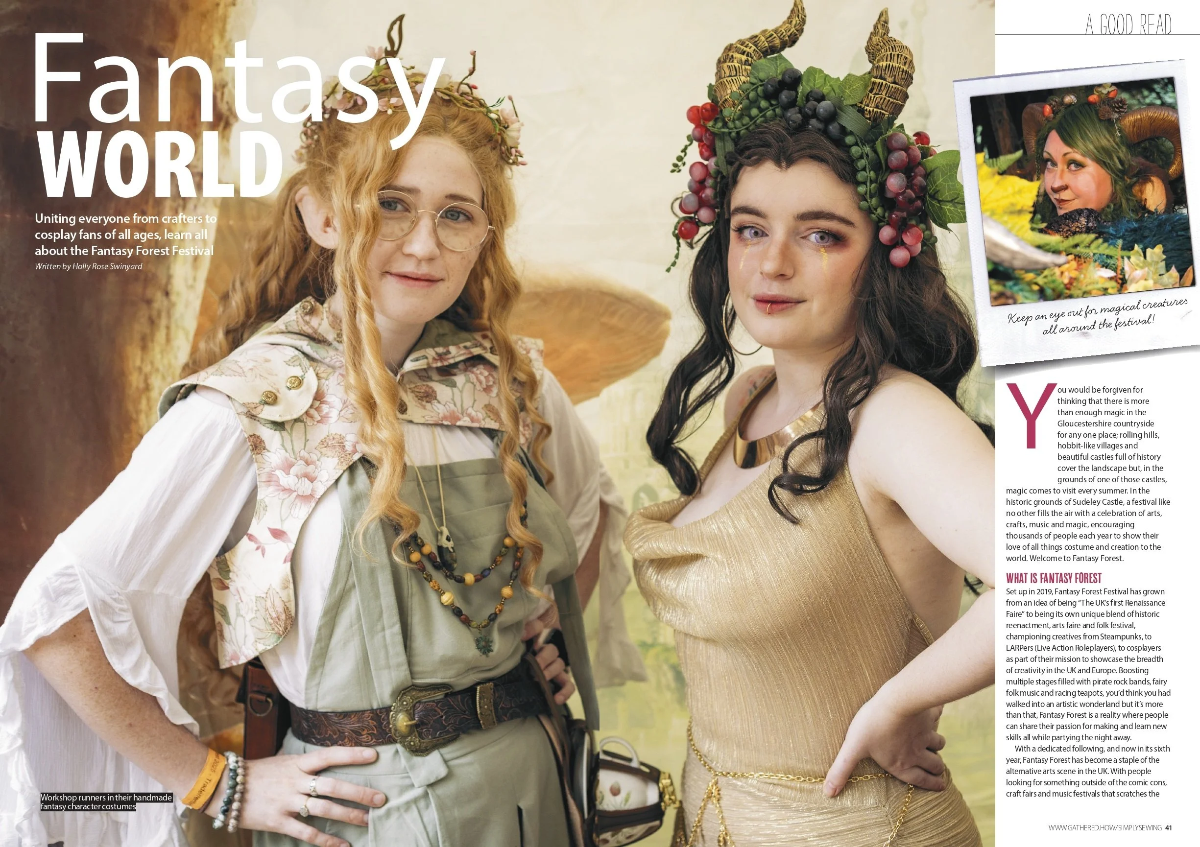 two people in fantasy costumes at ren faire fantasy forest, holly swinyard writer journalism