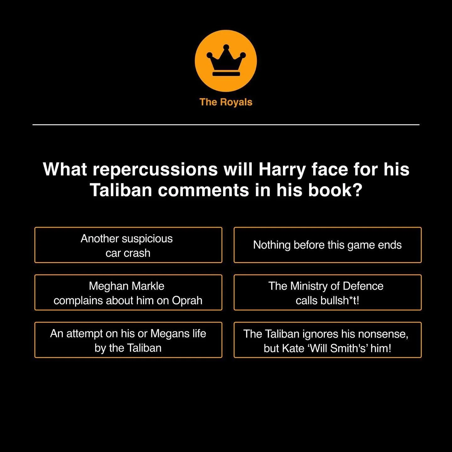 What repercussions will Harry face for his Taliban comments in his book?