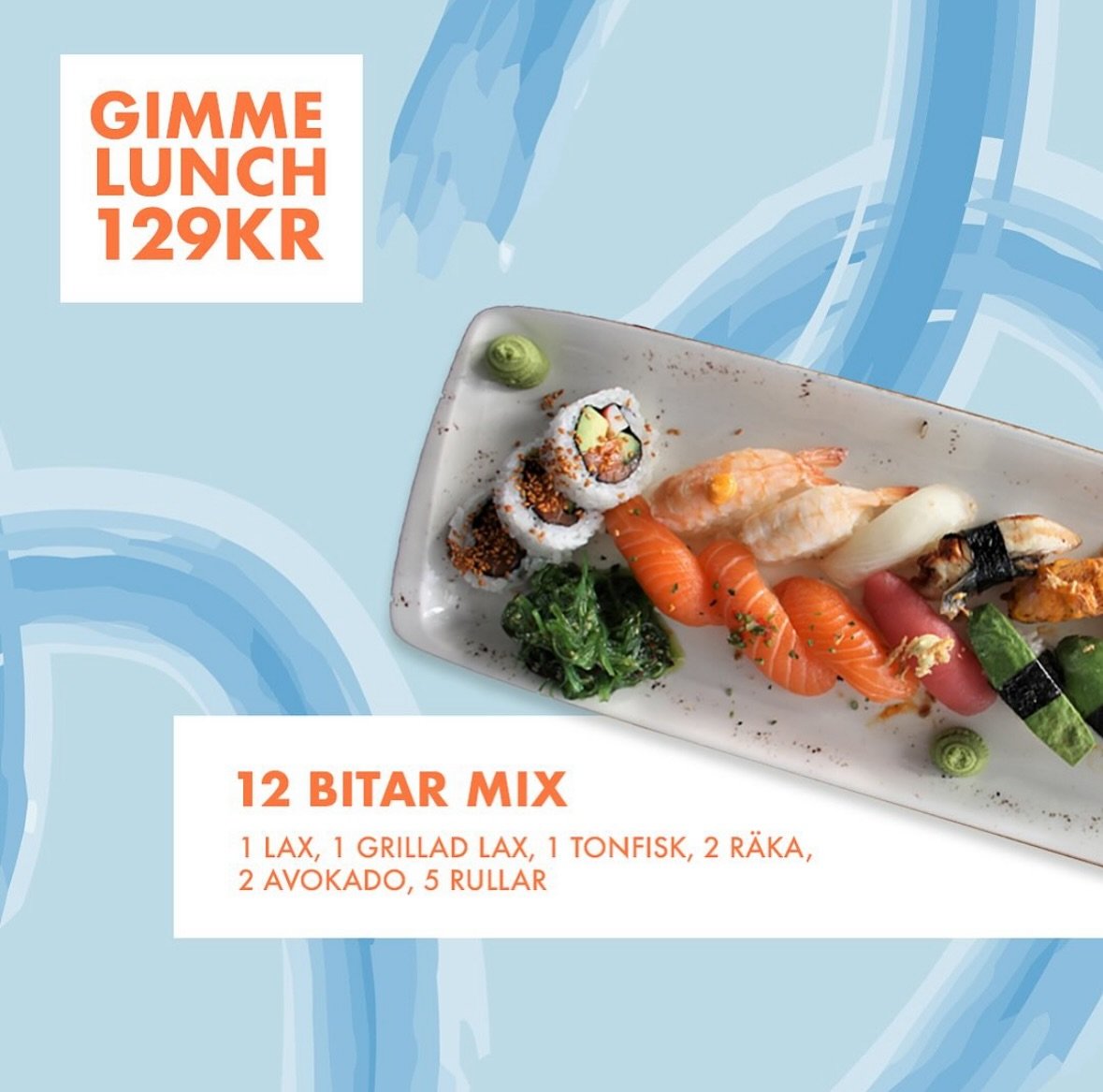 GIMME LUNCH !! 🩵 Lunch f&ouml;r endast 129KR p&aring; utvald sushi + l&auml;sk och misosoppa ing&aring;r 🍱🍣 G&auml;ller m&aring;ndag-fredag 11:30 (11:00 p&aring; Maxi) -14:00. Vegetariskt och veganskt alternativ finns!

Ni hittar oss:
📍CITY | Sto