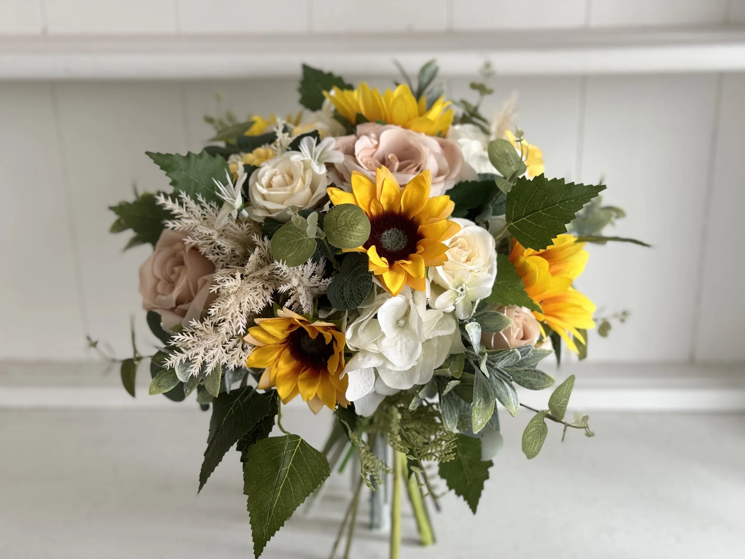 sunflower bouquet made with artificial flowers