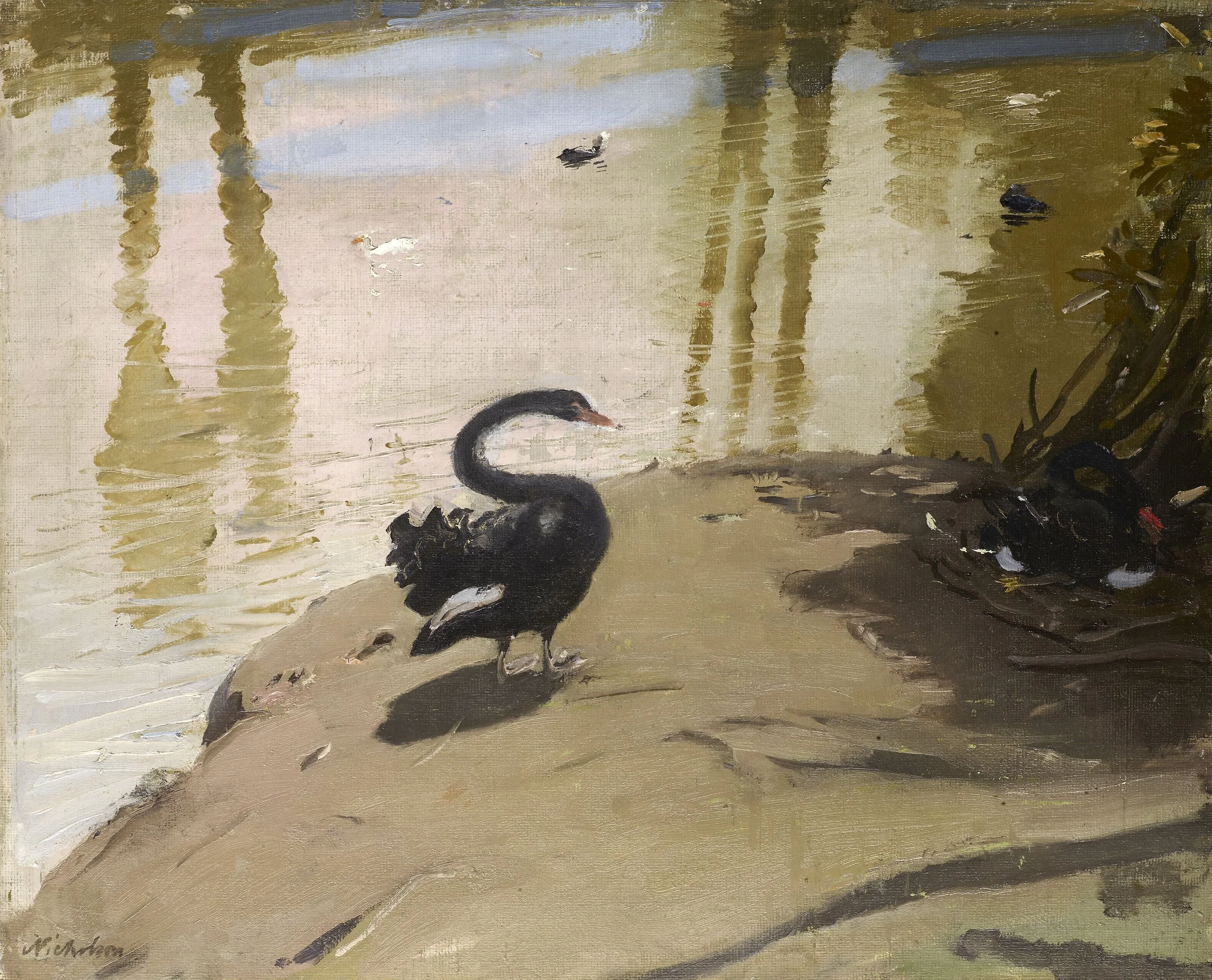 SIR WILLIAM NICHOLSON (Newark-on-Trent 1872 – 1949 Blewbury) Nesting Swans, Chartwell