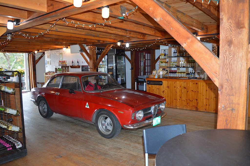 Our Alfas idling through the innards of the Winery