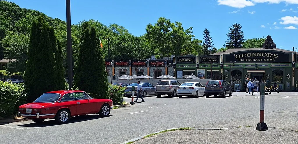 John and Lauren DeWaele's '72 GTV at our end point, O'Connor's Restaurant