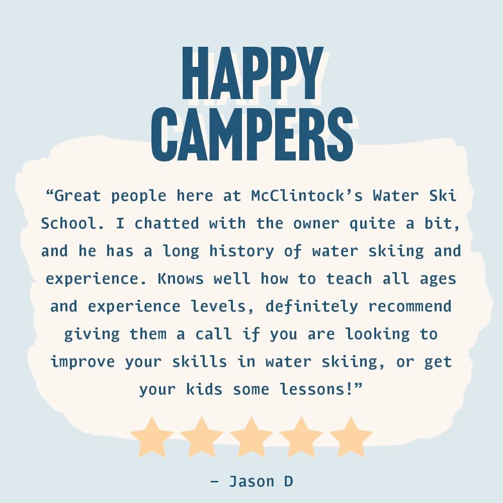 Hear it from our happy clients 🚤💬 

Big thanks to Jason D. for the shoutout. Ready to start your water skiing journey or take it to the next level? Let&rsquo;s make it happen together! #ClientLove #WaterSkiWithUs