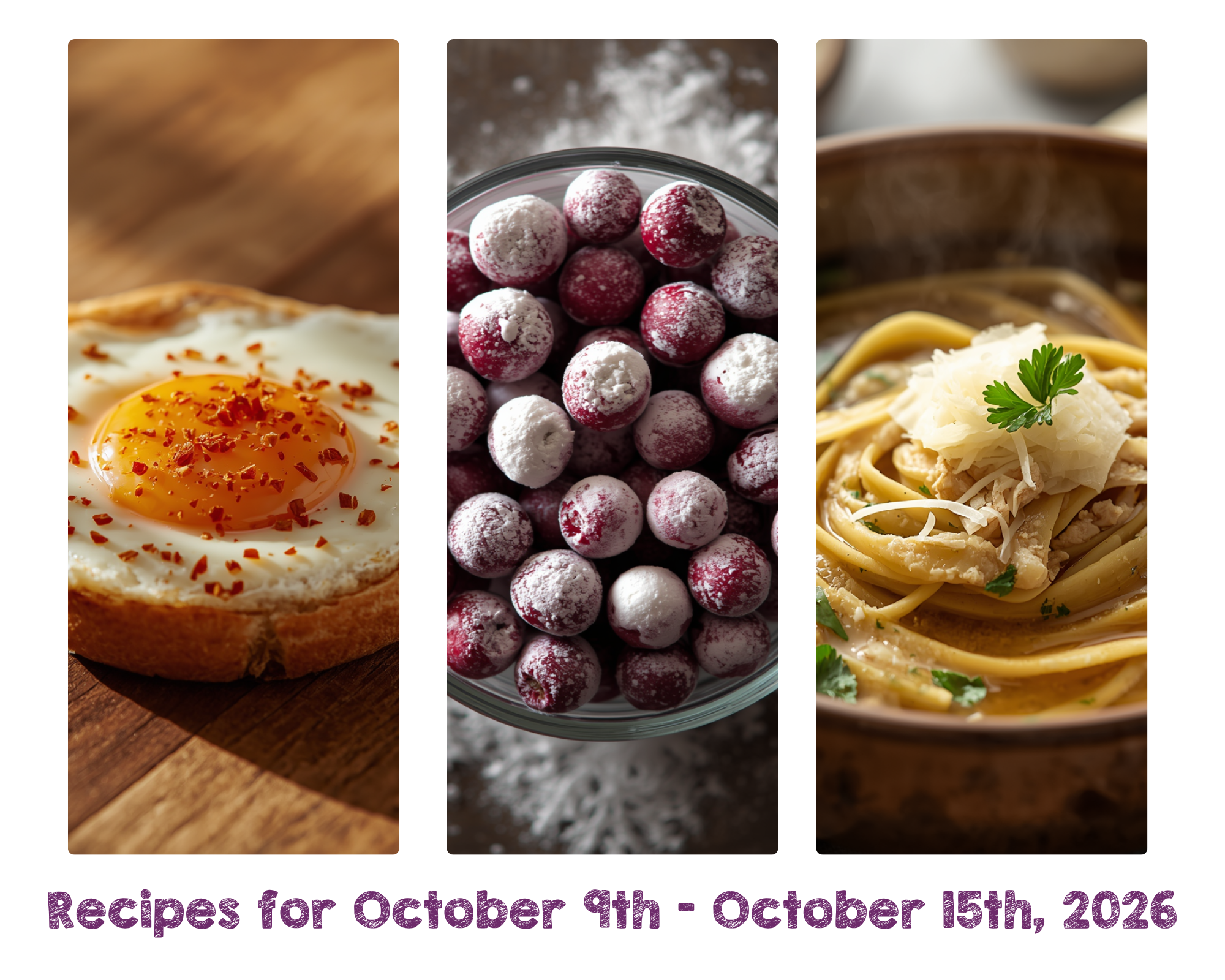 Recipes for October 9th -October 15th, 2026 