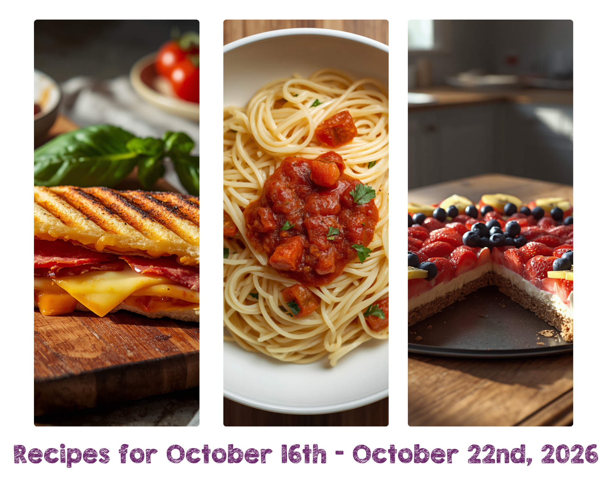 Recipes for October 16th -  October 22nd, 2026