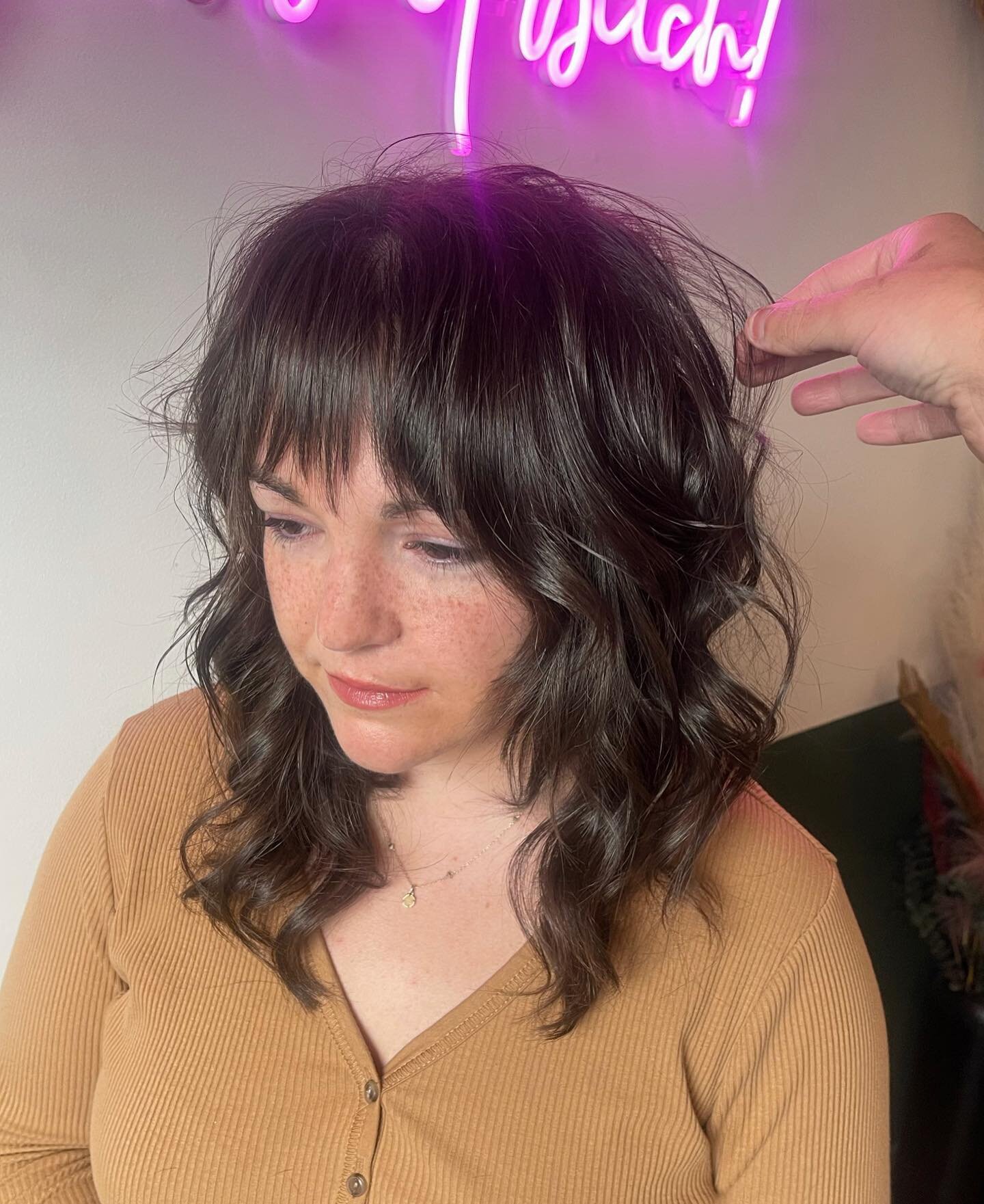 Shag cut with fringe bangs on my beautiful client Audrey Ruppel 🥰 @audreyruppel