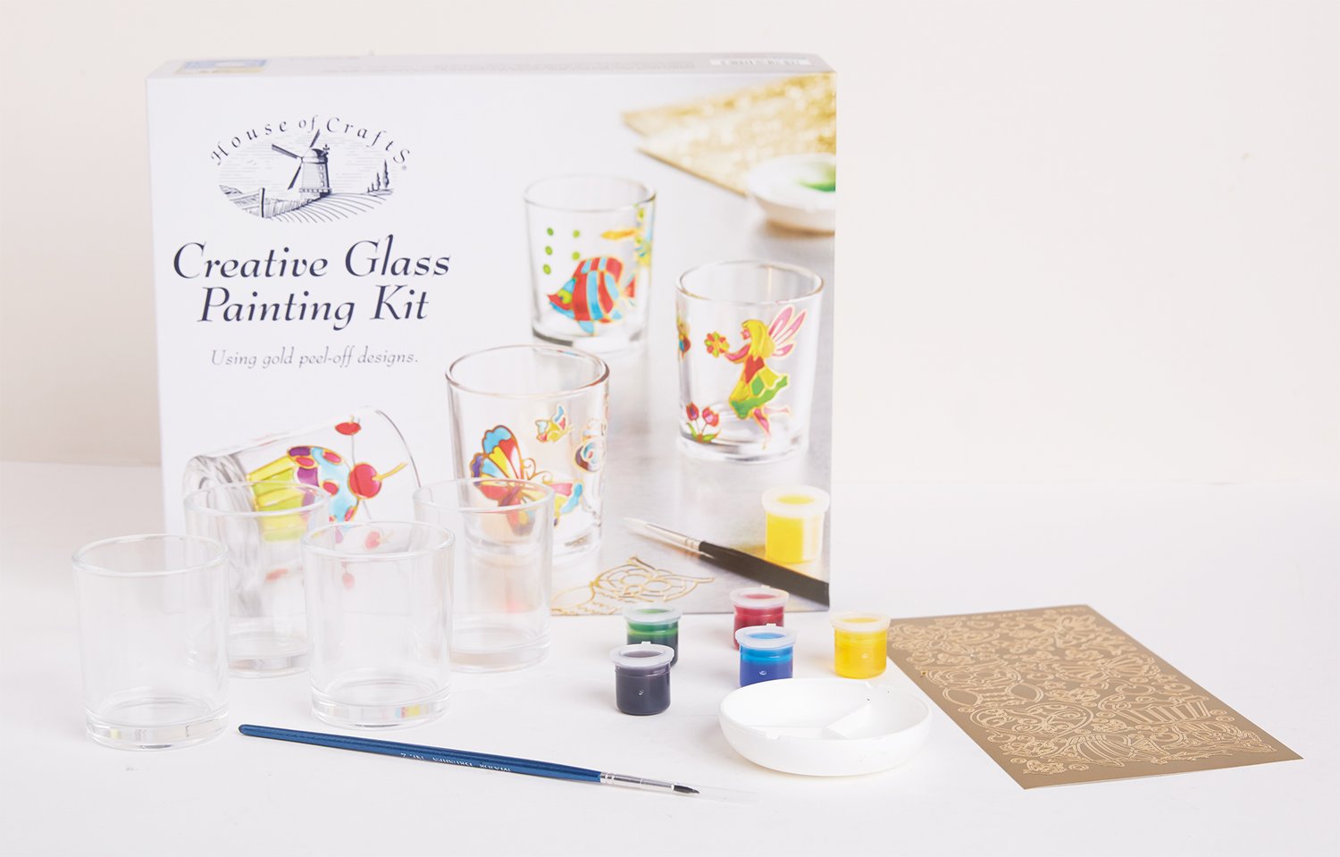 HOUSE OF CRAFTS Glass Painting Kit - Paint 4 Glass Tea Lights