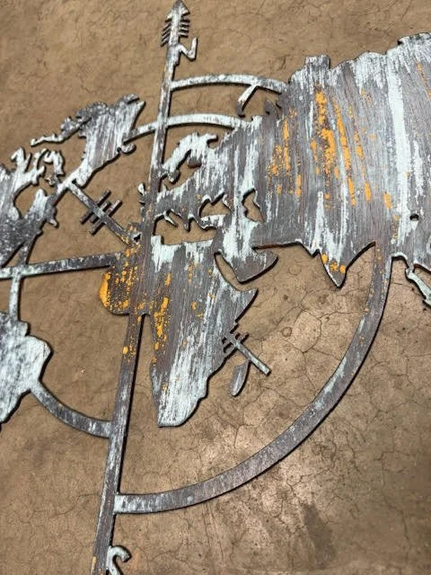 World Map Compass Rose