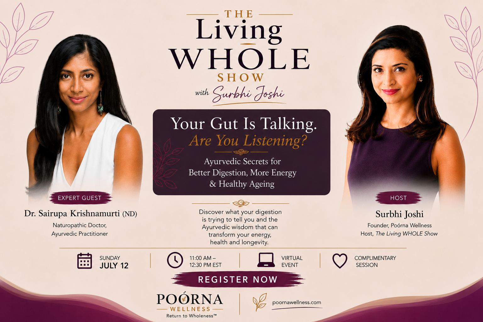 Your Gut is talking - Are you listening with Dr. Sairupa Krishnamurti ND