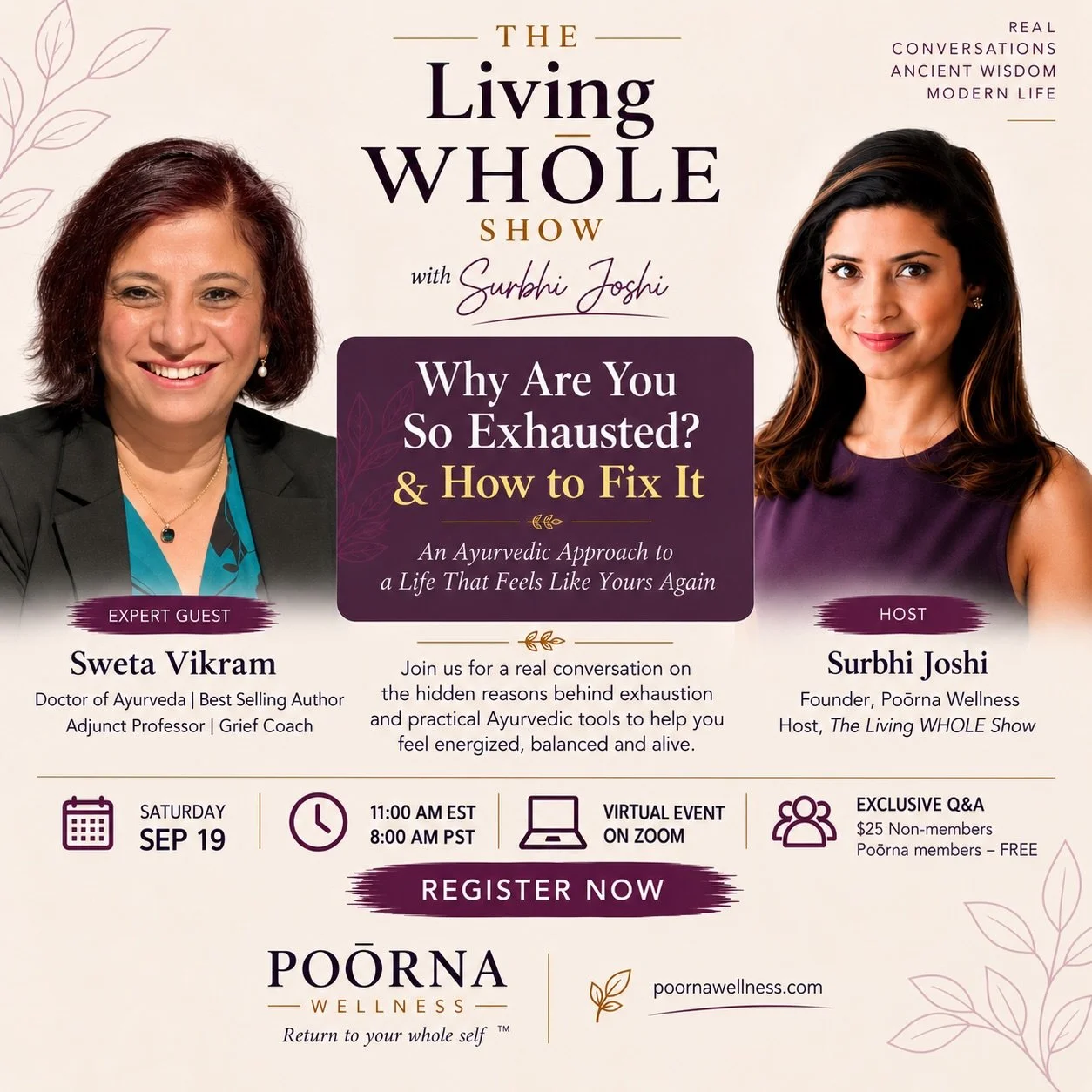 For so many women, exhaustion has become normal.

We push through. Add another coffee. Try another supplement. Tell ourselves we just need more sleep.

But what if your exhaustion is trying to tell you something?

Join me and Sweta Vikram &mdash; Doc