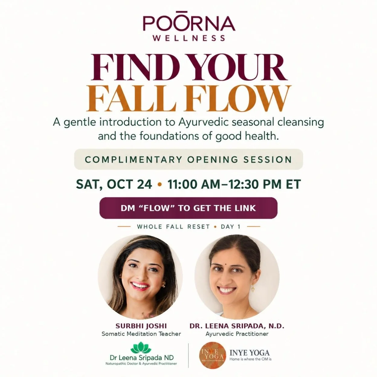 Feeling out of rhythm as the seasons change? 🍂

Join us to explore how Ayurveda can help you care for yourself through the seasonal shift. You&rsquo;ll learn:

&bull; Why seasonal changes can affect how we feel
&bull; What a gentle Ayurvedic seasona