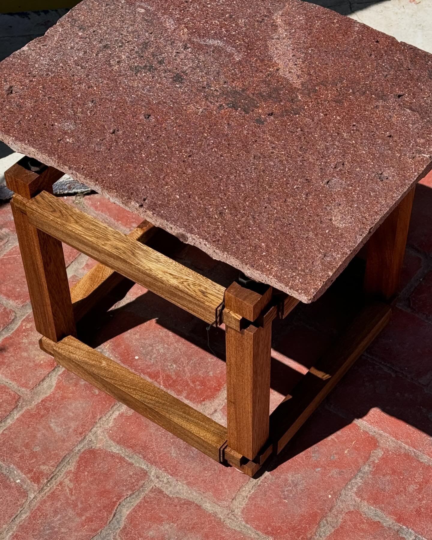 One of our new favorites, a side table of all found objects. And while the rosa morada is leftover from other pieces in the workshop, and the stone was found at one of our favorite La Paz hideaways, the ingenuity to create a beautiful and sturdy tabl