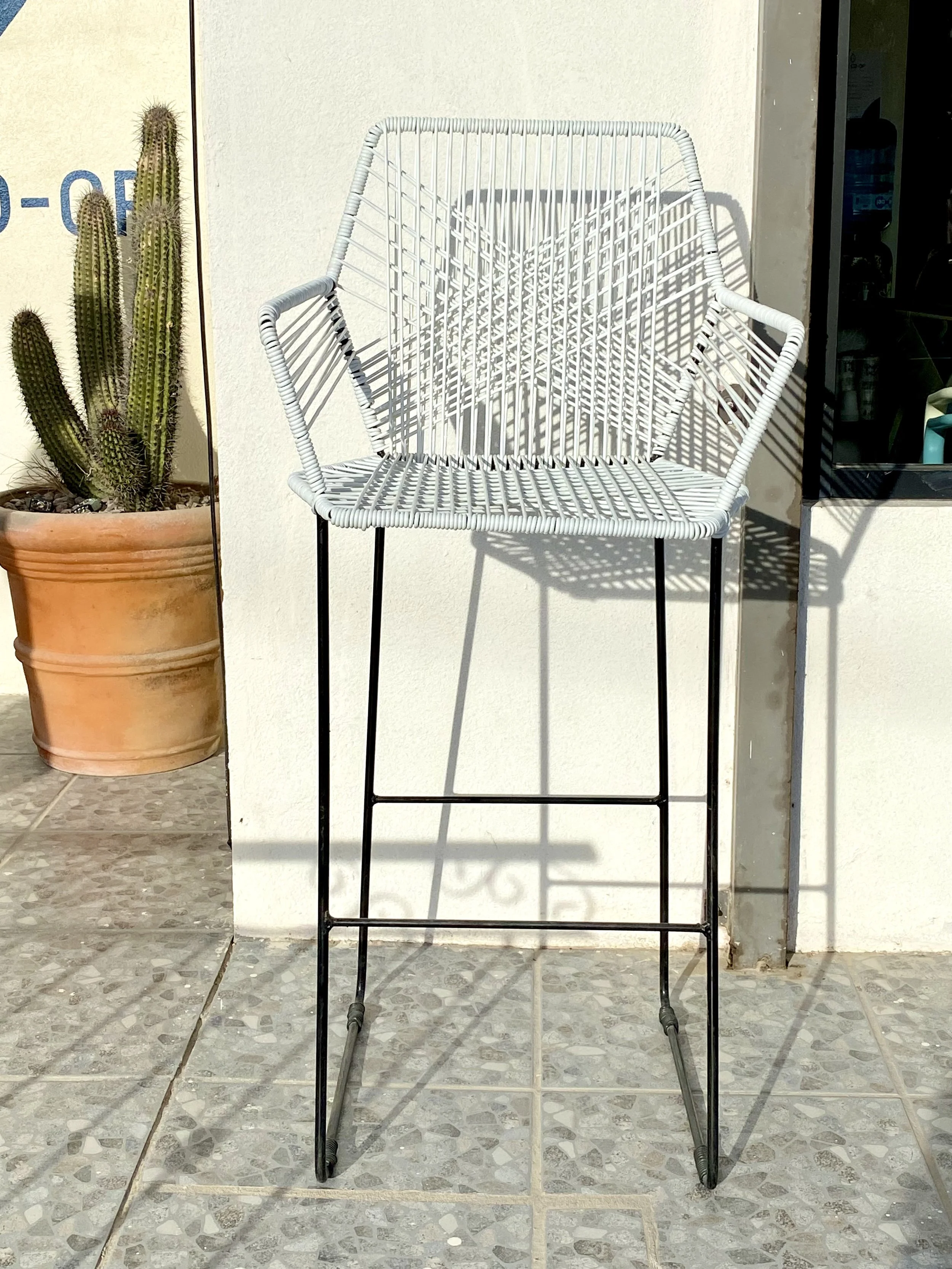 Cabo Hex Bar Stool in White PVC