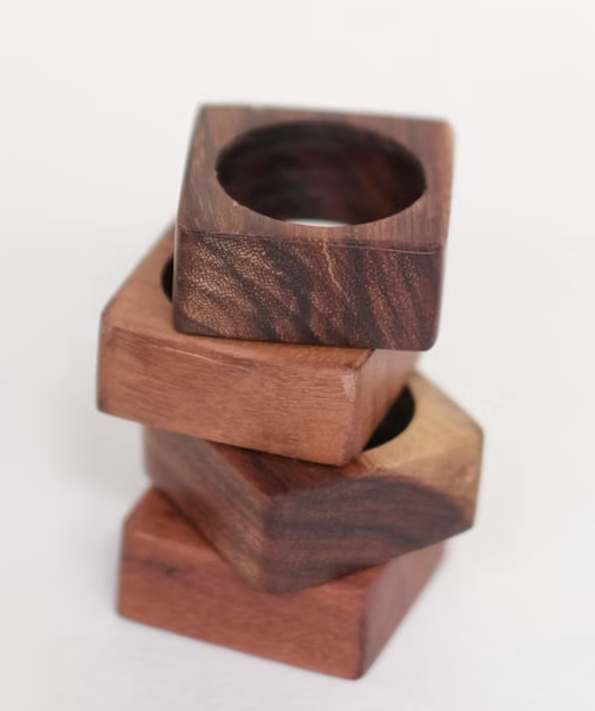 Wooden Napkin Rings, set of 4