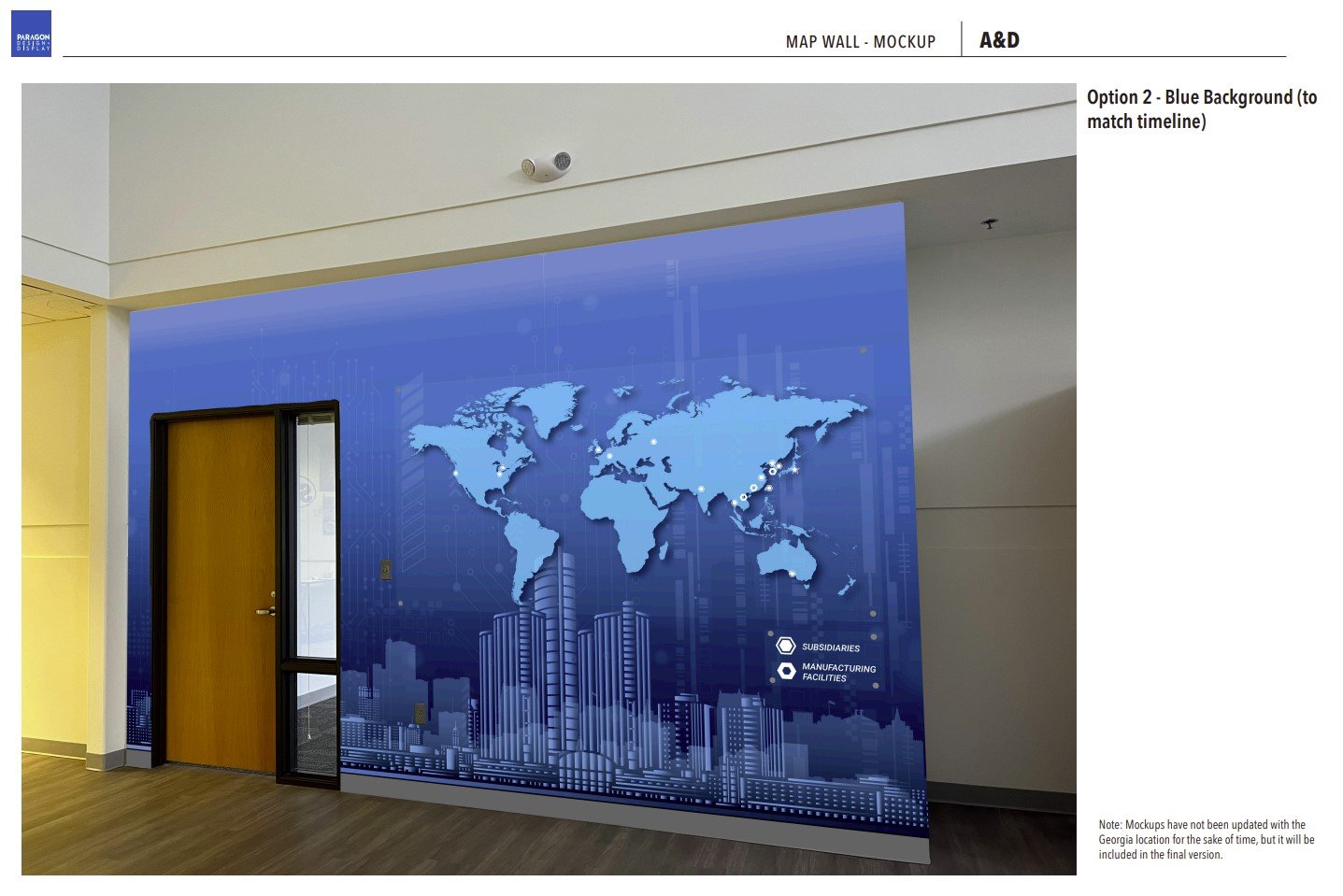 Final mockup for the map wall.