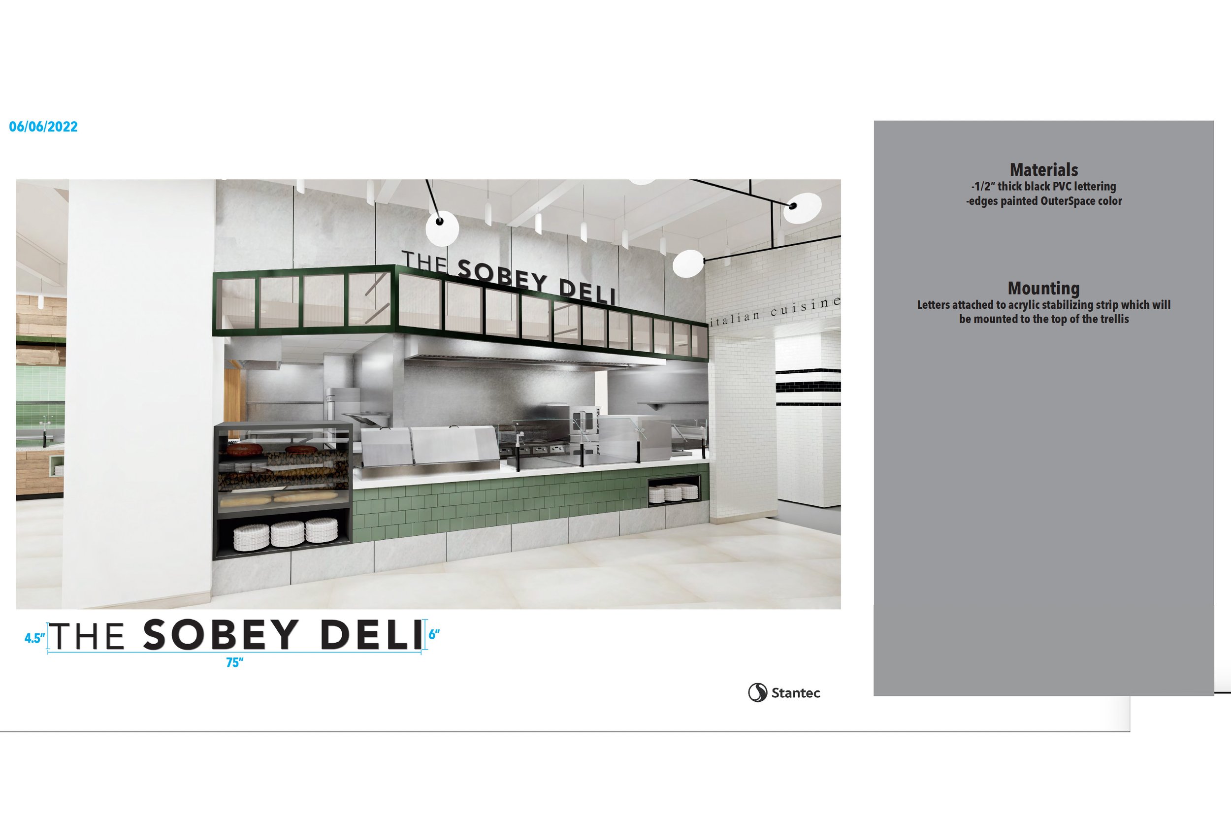 Signage mockup and breakdown for the Sobey Deli food counters.