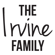 The Irving family logo with the words 'The Irving Family' in black text.