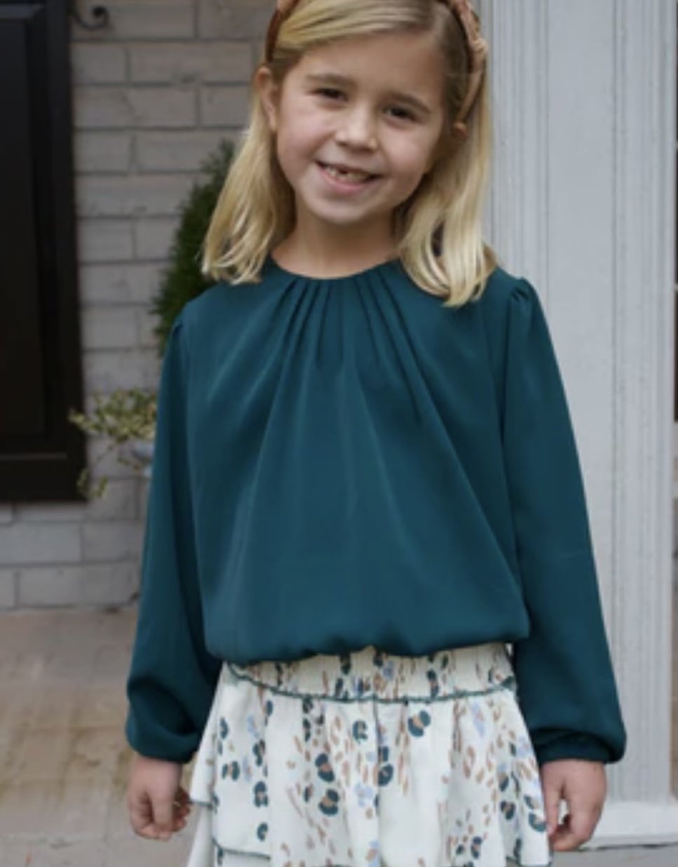Pleat Hunter Green Wren Top