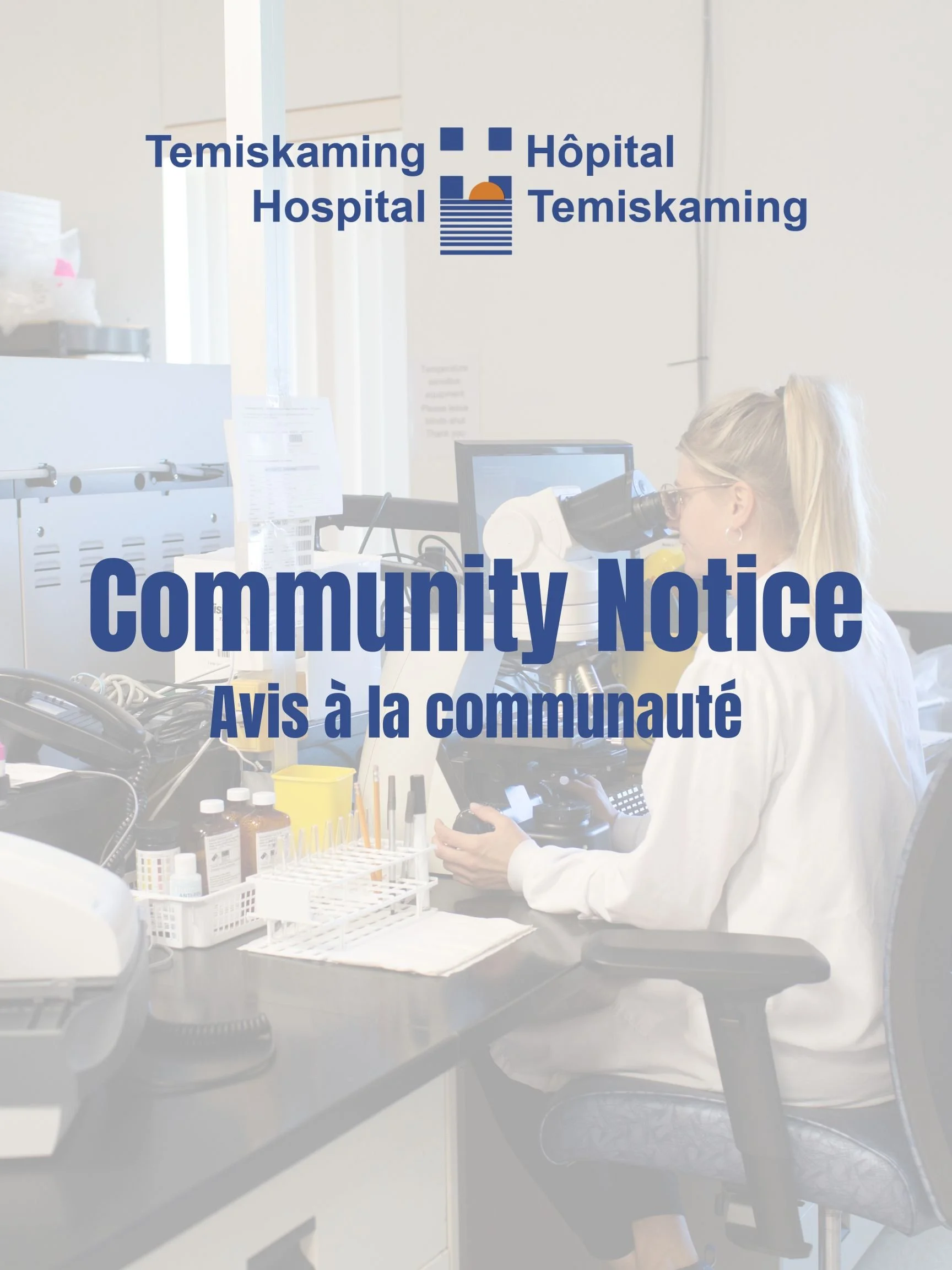 Community Notice: Temporary Relocation of Internal Laboratory Services